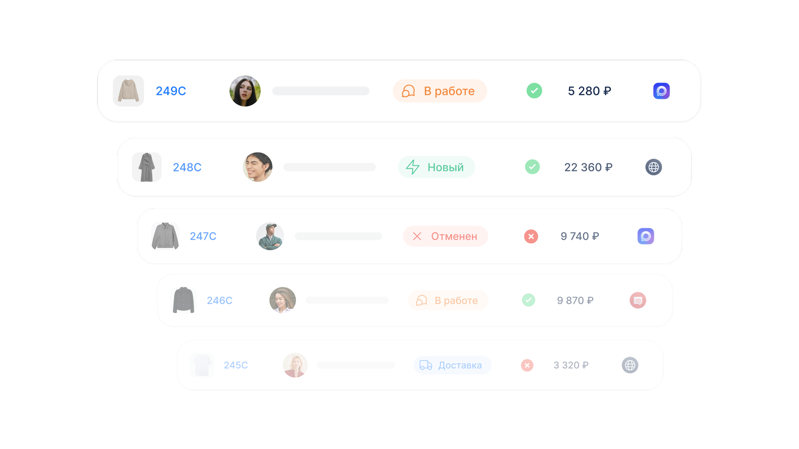 Карточка заказа RetailCRM с товарами, доставкой, оплатой и данными покупателя